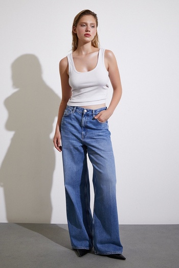 Never more High Waist Blue Baggy Jeans