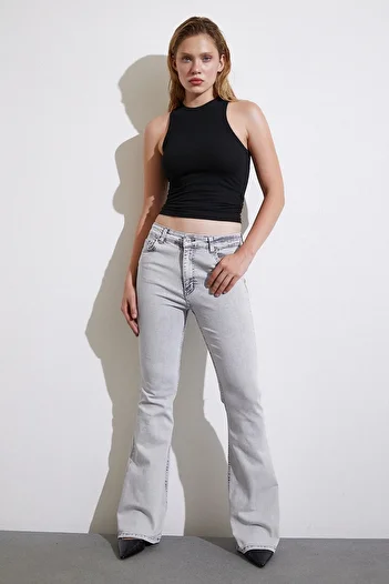 Never more Gray High Waist Spanish Leg Jeans