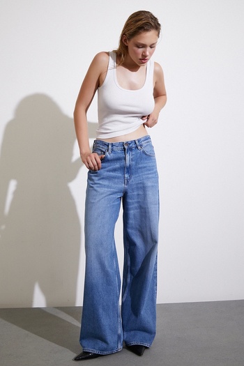 Never more High Waist Blue Baggy Jeans