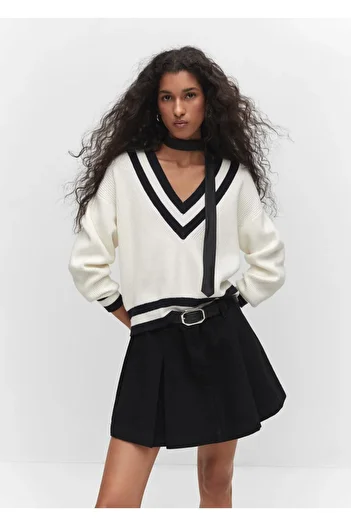 MANGO Woman Fustă mini denim cu guler