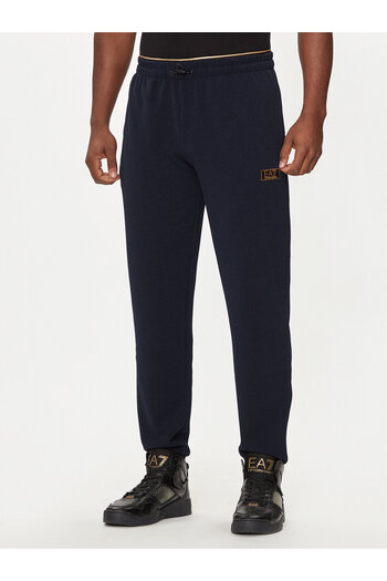 EA7 Navy Blue StraightModelMen's Trousers -NormalWaist, Woven Fabric 7m 000030 Af10344-ub102