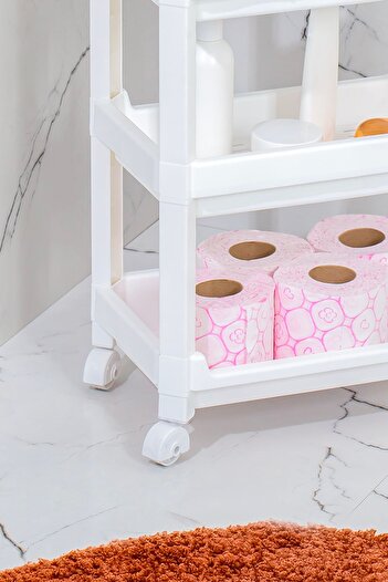 Porsima RAFTY-74-1 4 Tier Rolling Organizer - Organizer μπάνιου και κουζίνας Λευκό - 35,5 x 22 x 67 cm