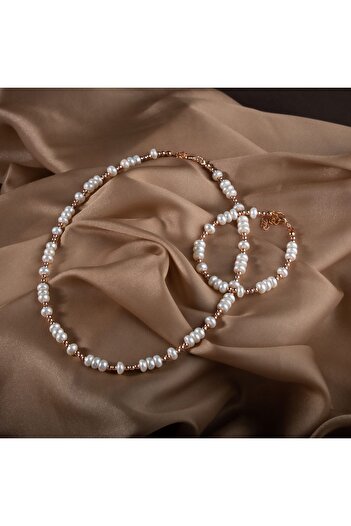 OSMANLI DOĞAL TAŞ Pearl-hematite Natural Stone Silver Jewelry Set