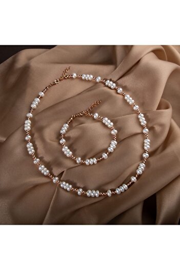 OSMANLI DOĞAL TAŞ Pearl-hematite Natural Stone Silver Jewelry Set