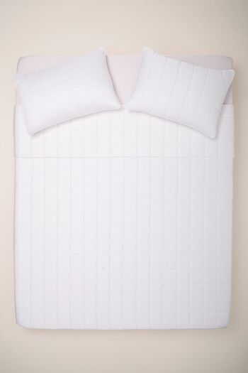 Penelope Lia Series - 300X280 cm White 100% Cotton Satin Bedspread