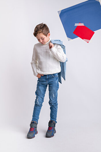 kids A more Arthur Velcro and Elastic Fur Lined Boy's Boots Smoked-saxle