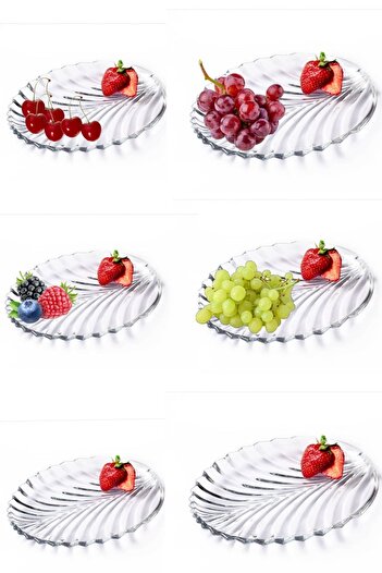 Gülümseten Avm Gülümseten Avm 6 Piece Glass Cake Serving Plate