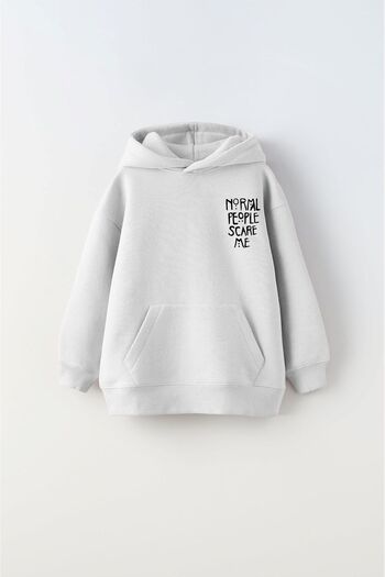 The Champ Clothing Φούτερ με κουκούλα Fleece Normal People Scare Me με στάμπα λευκό Unisex παιδικό φούτερ με κουκούλα