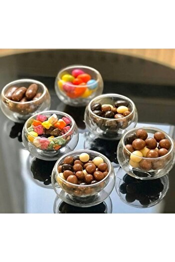 safestore 6-Piece Double Walled Mini Sauce Bowl Dragee Turkish Delight Bowl Snack Bowl