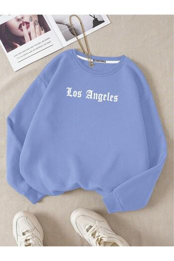 BENROMA Λος Άντζελες εμπριμέ Unisex Oversize φούτερ - Crew Neck