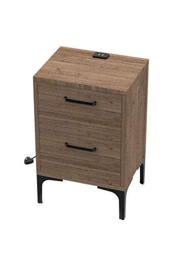 Mahmayi Modern Stand: USB Fast Charging, Soft-Close Drawers, Easy Assembly, Truffle Davos Oak
