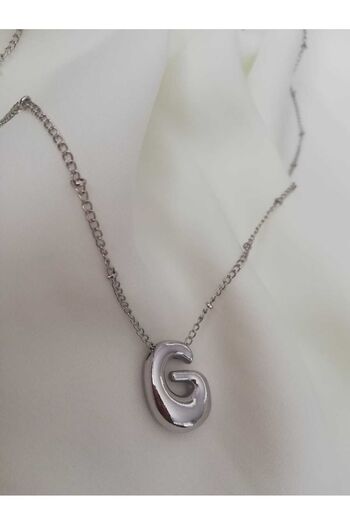 Judas Takı Balloon G Letter Necklace - Silver Color Initial Necklace