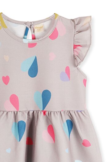 AHENGİM Kids Kız Çocuk Kalp Desenli Elbise Ak2406