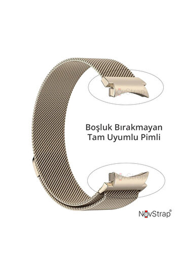 NovStrap Samsung Galaxy Watch 7 Fe 6 5 4 40-42-43-44-45-46-47 Mm Uyumlu Kordon Tam Uyumlu Pimli Metal Hasır