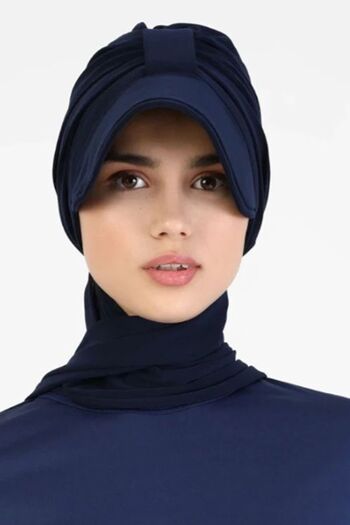 Vera Bonnet Ready Turban Alya Bonnet Navy Blue Scarf Hat Neck Covering Hijab Bonnet - Swimsuit Sea Bonnet