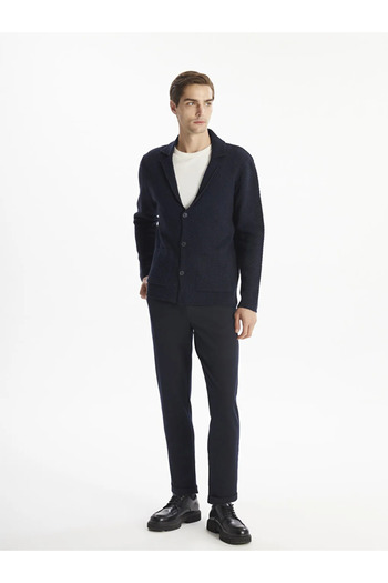 LC Waikiki Lcw Vision Men's Knitwear Cardigan - Navy Blue, Standard Fit, Jacket Collar