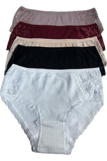 ek bykuzeylingerie Chiloți pentru femei din 5 piese din dantelă, 100% bumbac