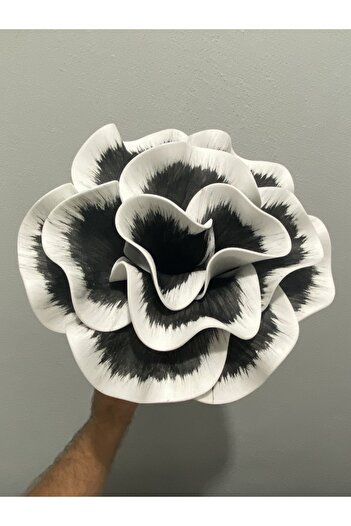 Ayka Aksesuar Floare artificială decorativă din latex Eva de lux, realizată manual - DETALIATĂ ALBĂ NEGRĂ - Floare din spumă