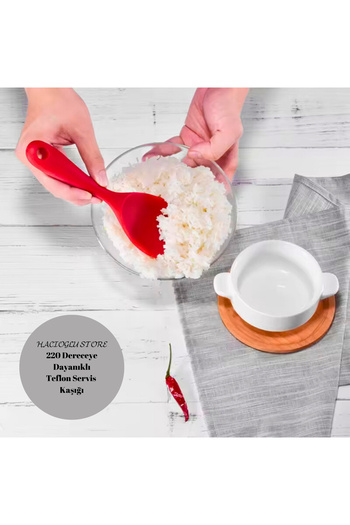 HACIOGLU STORE 22 Cm Ultra Hard Silicone Rice Spoon - High Temperature Resistant, Fireproof, Non-stick