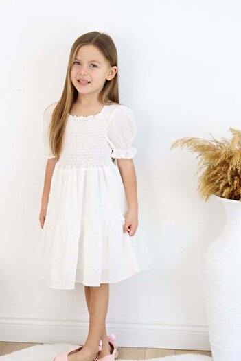 Serkon Ecru Gipe Dress - Pointed Model 152.0653