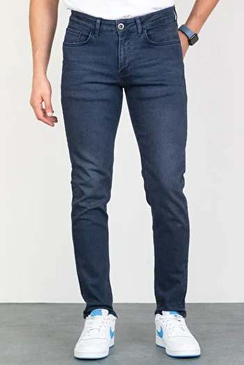 HLT JEANS Ανδρικό Navy Blue Slim Fit Lycra Flexible Grinded Denim Παντελόνι 842hltvalblue Hlt00842