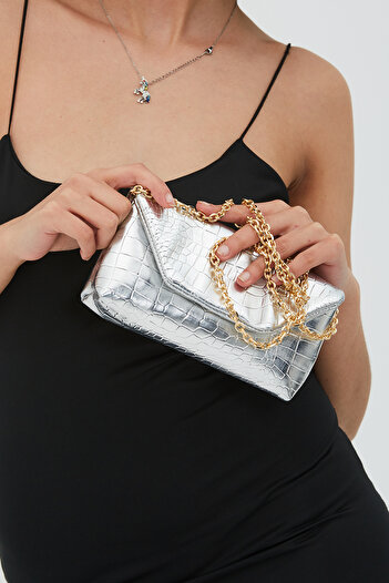 minebag Long Strap Krok Clucth Jake Women's Crossbody Bag Silver