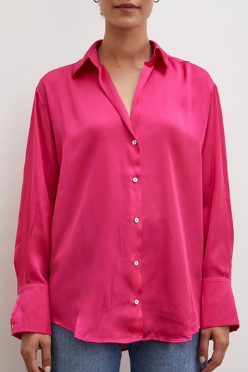 Never more Fuchsia Satin Basic Shirt