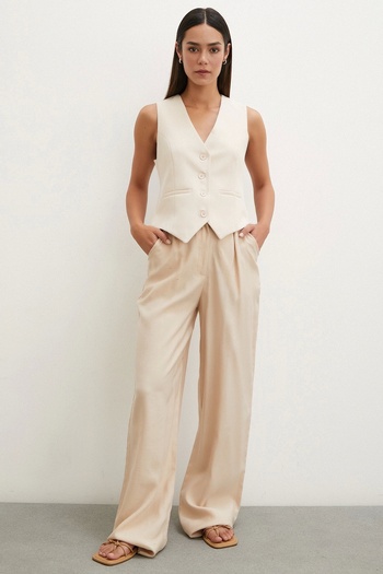 Never more Beige Buttoned Vest