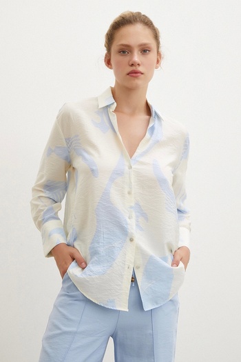 Never more Blue V-Neck Modal Shirt