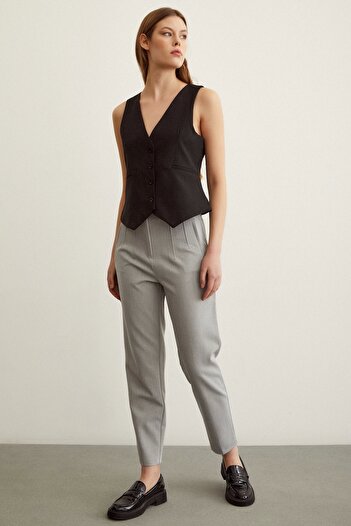 Never more Skinny Fabric Trousers Gray