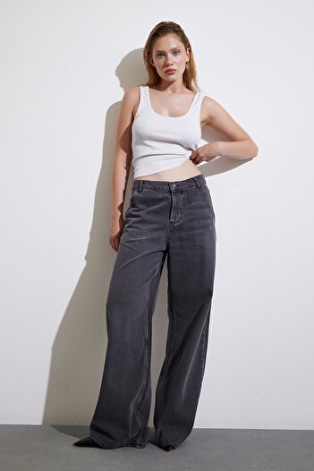 Never more Wide Leg High Waist Smoked Jeans