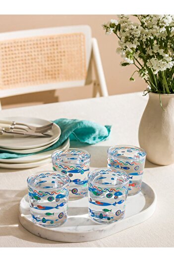 LC Waikiki Fish Printed Glass Cup Set of 4 - 380 ml