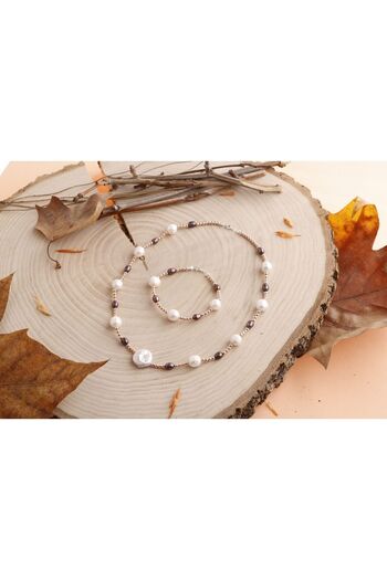 OSMANLI DOĞAL TAŞ Daylight, Hematite Accessory Pearl Jewelry Set