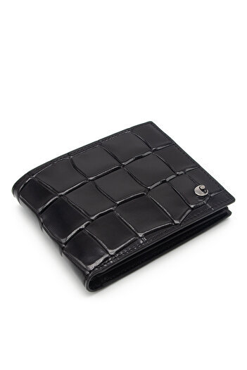 Cacharel Ανδρικό Πορτοφόλι - Μαύρο B.Crocodile Leather, Μοντέλο 2363B7K