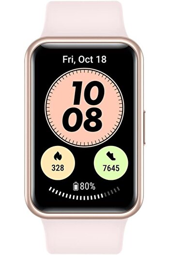 Huawei ساعة ذكية WATCH FIT: رفيعة، شاشة AMOLED مقاس 1.64 بوصة، تمارين رياضية، بطارية تدوم 10 أيام، قياس الأكسجين ومعدل ضربات القلب، وردية اللون، صغيرة