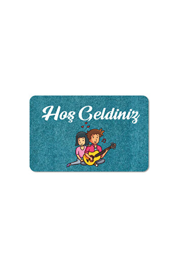 M&H Quality Welcome Written Digital Printed Flower Pattern Hooded Non-slip Mat - Washable for Inside and Outside