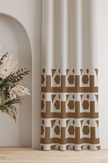 AYSHOME Ays Home Tan Cream Background Curtain - Pay Attention to Ebatina