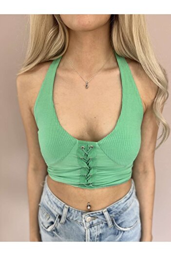 Dilvin Halter Crop, Μπουστάκι με λεπτομέρεια από σχοινί, καλοκαιρινή μπλούζα, μπλούζα με καπίστρι