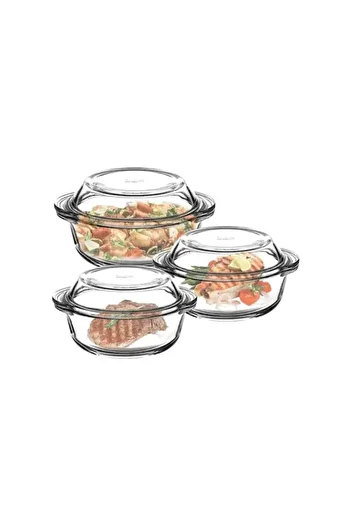 BYZHOME Pasabahce 3-Piece Pyrex Pot Set