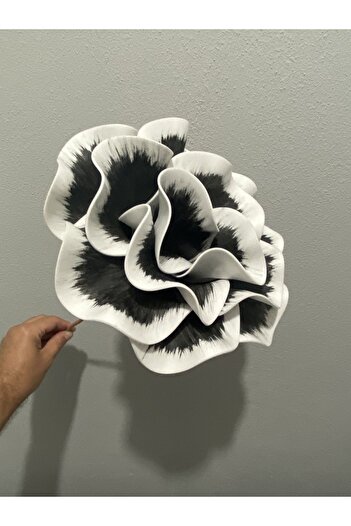 Ayka Aksesuar Floare artificială decorativă din latex Eva de lux, realizată manual - DETALIATĂ ALBĂ NEGRĂ - Floare din spumă