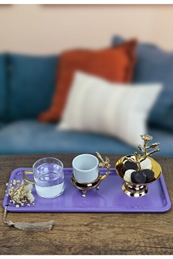 USF Decorative Serving Presentation Tray 6 Pieces Metal Tea Coffee Cake Dessert And Breakfast Tray