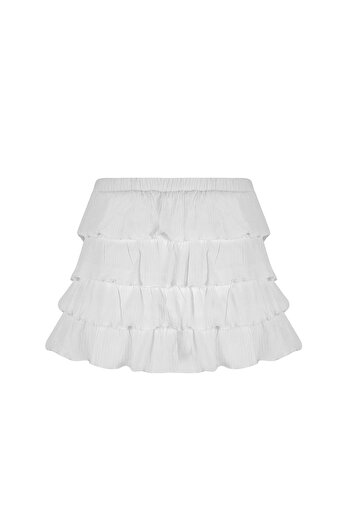 La Sarta Mallorco White Shorts Skirt - RuFFle
