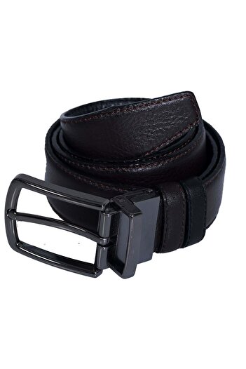 Exve Exclusive 100% Genuine Leather Belt - Brown and Black 2 in 1 with Swivel Buckle