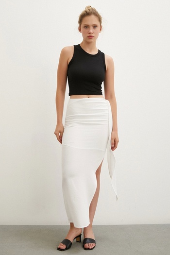 Never more Ecru Colored Front Tie Skirt