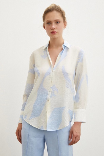 Never more Blue V-Neck Modal Shirt