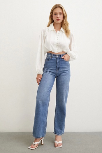 Never more Balloon Crop Shirt