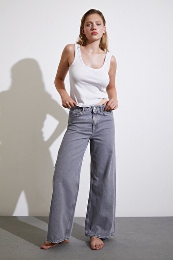 Never more Smoked High Waist Wide Leg Jean
