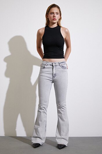 Never more Gray High Waist Spanish Leg Jeans