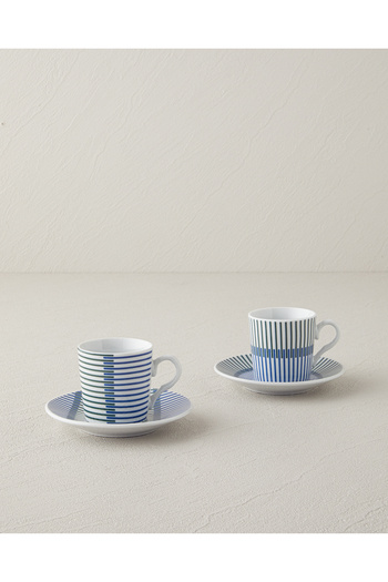 English Home Edwin Porcelain 4 Piece Coffee Cup Set for 2 People Blue-Green