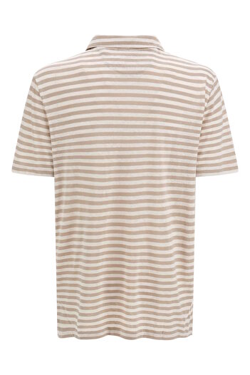 Guess Allover-Streifenmuster aus Leinenmix ile Regular Fit Polo Kurzarm-Poloshirt EMBRO ŞERİT